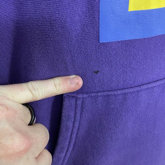Champion Men's Large Purple Reverse Weave Large Logo Long Sleeve Pullover Hoodie - Picture 5 of 8